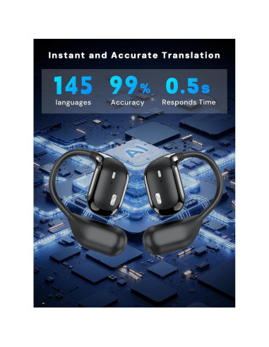 Auriculares Traductores AI PowerlotZero Bluetooth 5.4 145 Idiomas