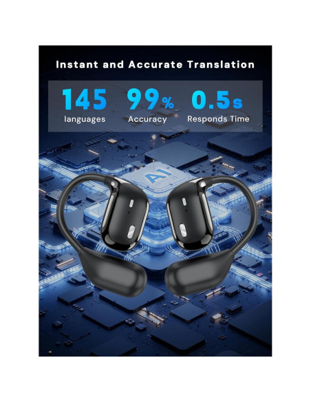 Auriculares Traductores AI PowerlotZero Bluetooth 5.4 145 Idiomas