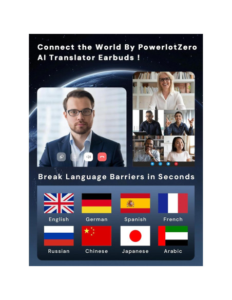 Auriculares Traductores AI PowerlotZero Bluetooth 5.4 145 Idiomas