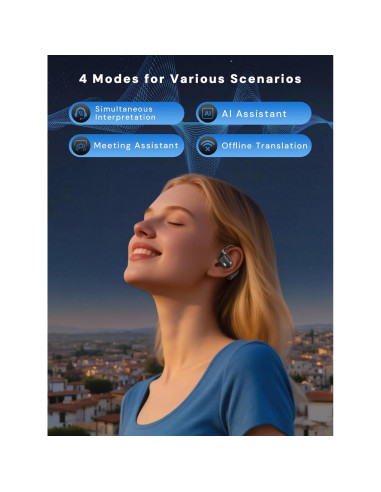 Auriculares Traductores AI PowerlotZero Bluetooth 5.4 145 Idiomas