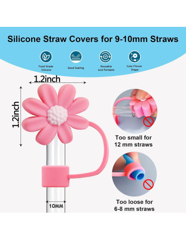 15 Tapas de Silicona DALOO para Pajitas 10 mm Multicolor