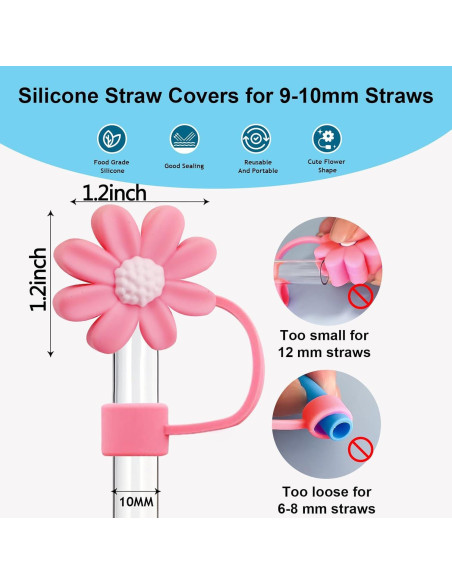 15 Tapas de Silicona DALOO para Pajitas 10 mm Multicolor