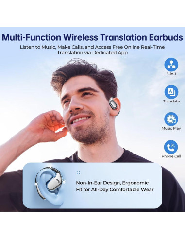 Auriculares de Traducción Bluetooth SENPUKI 144 Idiomas Negro
