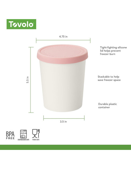 Contenedor de Helado Tovolo Sweet Treat Rosa 0.95L Apilable