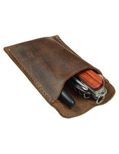 Funda de bolsillo EDC Hide & Drink en cuero marrón Bourbon