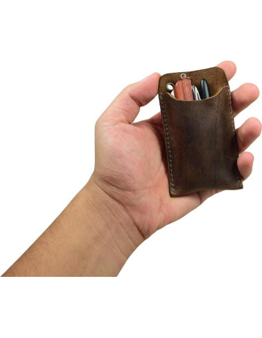 Funda de bolsillo EDC Hide & Drink en cuero marrón Bourbon