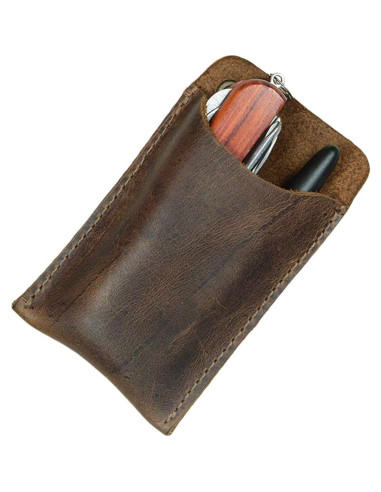 Funda de bolsillo EDC Hide & Drink en cuero marrón Bourbon