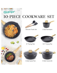 Juego de Ollas y Sartenes GiPP Antiadherente 10 Piezas 2