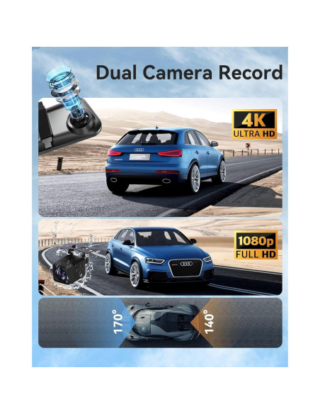 Cámara de Espejo Retrovisor KOUENOM 12" 4K con CarPlay y Android Auto