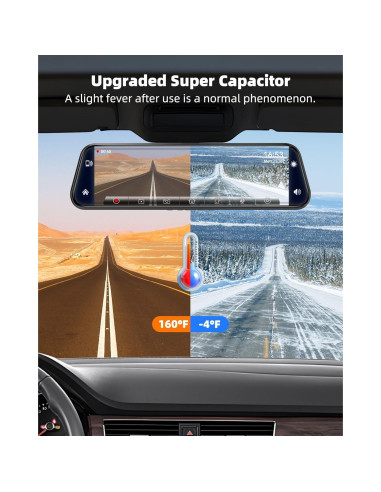 Cámara de Espejo Retrovisor KOUENOM 12" 4K con CarPlay y Android Auto