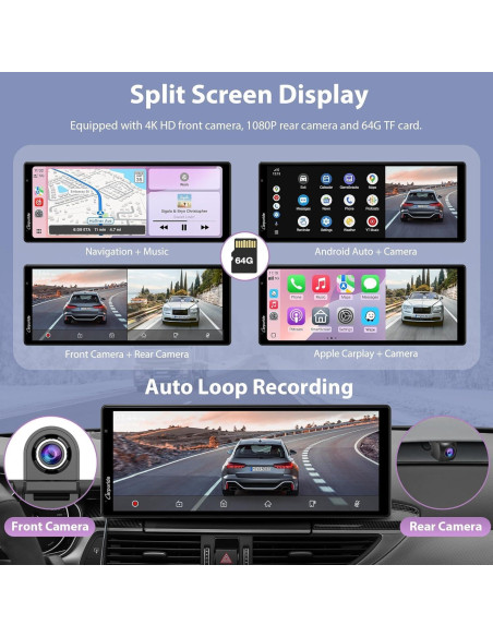 Estéreo Carpuride W904 10.26" con Cámara 4K y Android Auto