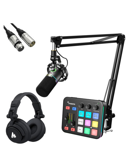 Kit de Micrófono Dinámico MAONO PD200X y Mezclador G1 NEO