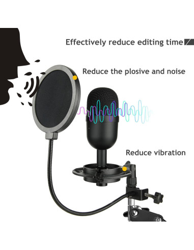 Soporte de Micrófono Frgyee con Brazo de Tijera y Filtro Antipop