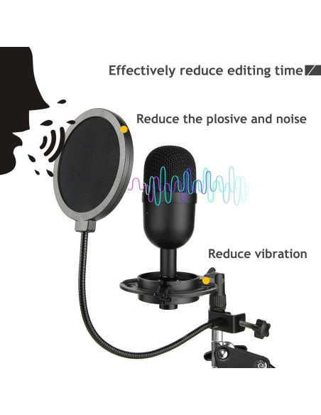 Soporte de Micrófono Frgyee con Brazo de Tijera y Filtro Antipop