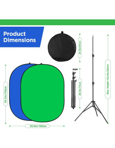 Fondo Verde y Azul Plegable Hahawalker 150x100 cm con Soporte 2