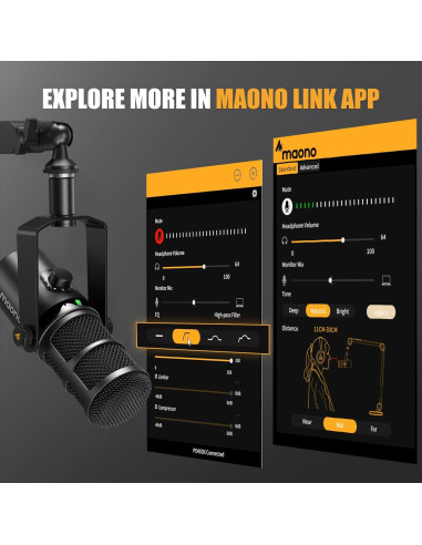 Micrófono Dinámico MAONO PD400X con Brazo BA92 para Podcast