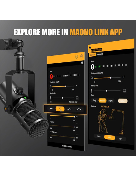 Micrófono Dinámico MAONO PD400X con Brazo BA92 para Podcast