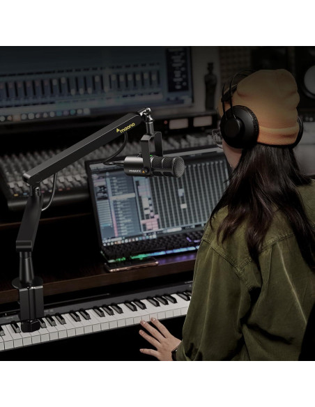 Micrófono Dinámico MAONO PD400X con Brazo BA92 para Podcast