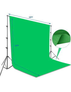 Kit de Soporte y Fondo Verde EMART 2.6x3.0m con Iluminación 105W 2