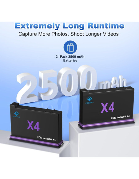 Batería 360 X4 POEOSAS 2500mAh 2-Pack con Cargador Rápido