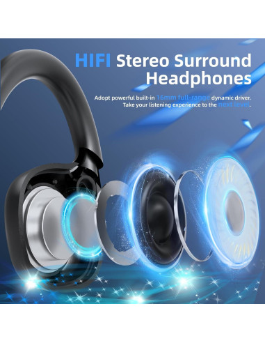 Auriculares Bluetooth 5.4 Vinamass W3 Negro Inalámbricos