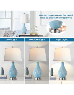 Juego de 2 lámparas de mesa PARTPHONER 55.88 cm vidrio azul gris 2