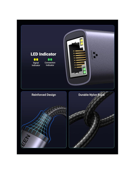 Adaptador USB a Ethernet UGREEN 1000Mbps para PC y Nintendo Switch
