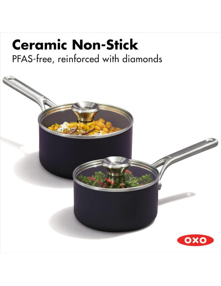 Juego de Cacerolas OXO 1.6L y 2.2L Cerámica Antiadherente