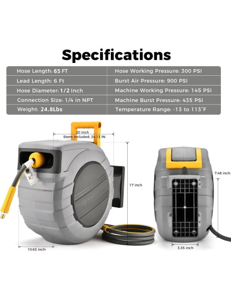 Carrete de Manguera de Aire GLAHODEN 20 m 1/2" Automático