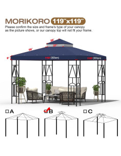 Cubierta de Reemplazo Gazebo 302x302cm Morikoro Azul Marino 2