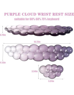 Conjunto Reposamuñecas Gel Silicona Nube Ergonomico Gris Púrpura 2