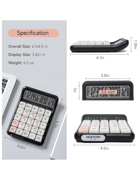 Calculadora de Escritorio NGIFERA RZ.7258 LCD 12 Dígitos Ergonómica
