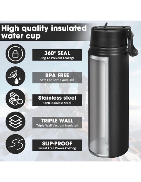 Botella de Agua Aislada ERTOOE 1.5L con Pajilla y Tapa Botella de Agua Aislada ERTOOE 1.5L con Pajilla y Tapa