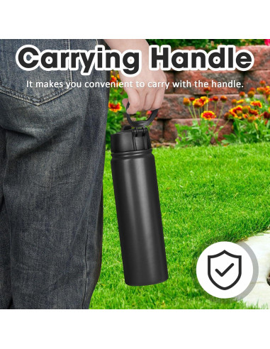 Botella de Agua Aislada ERTOOE 1.5L con Pajilla y Tapa