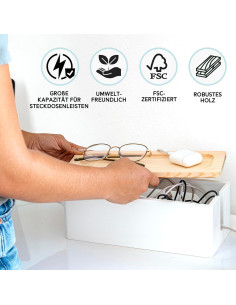 Juego de 2 Cajas de Gestión de Cables NATURE SUPPLIES Blanco 2