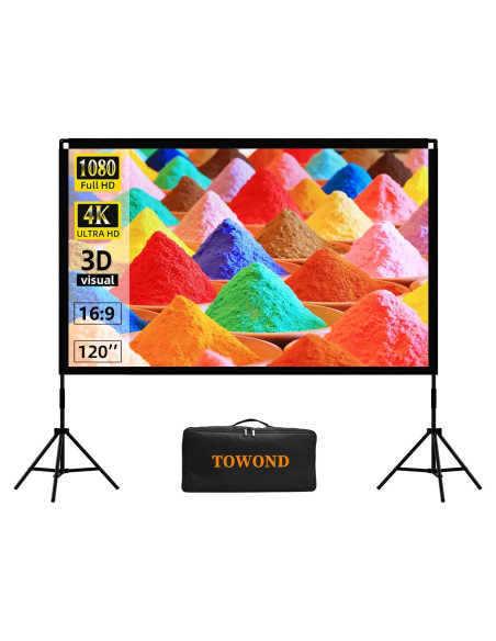 Pantalla de Proyector Towond 120" Plegable HD 16:9 con Soporte