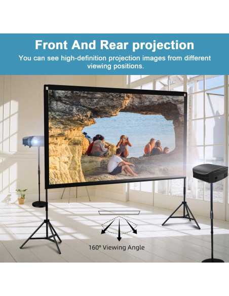 Pantalla de Proyector Towond 120" Plegable HD 16:9 con Soporte