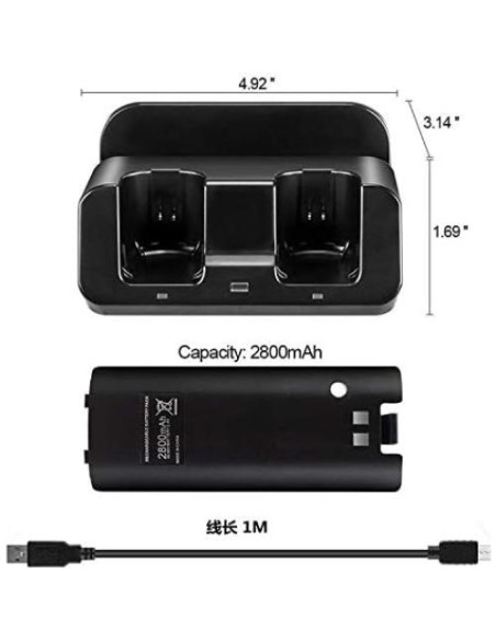 Base de Carga 3 en 1 eLUUGIE para Wii U Gamepad y Controladores