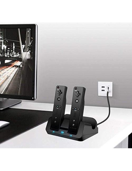 Base de Carga 3 en 1 eLUUGIE para Wii U Gamepad y Controladores
