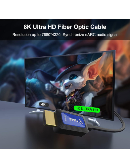 Cable HDMI 2.1 de fibra óptica GeoHN.G 3m 8K 60Hz 48Gbps Cable HDMI 2.1 de fibra óptica GeoHN.G 3m 8K 60Hz 48Gbps