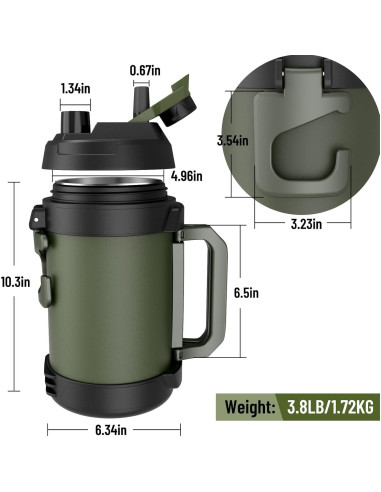 Jarra de Agua 4.5L Hydraful Acero Inoxidable Aislada