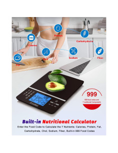 Báscula Digital de Alimentos Ataller con Calculadora Nutricional 5kg 2