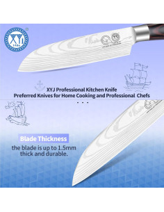 Cuchillo Santoku XYJ 12.7 cm Acero Inoxidable Mango Pakka 2