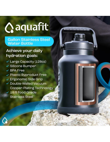 Botella de Agua Aislada AQUAFIT 128 oz Acero Inoxidable Rojo