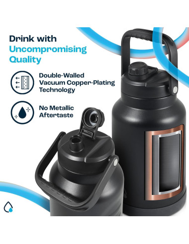 Botella de Agua Aislada AQUAFIT 128 oz Acero Inoxidable Rojo