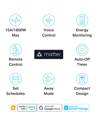 Enchufe Inteligente Kasa Matter 15A 1800W Paquete de 4