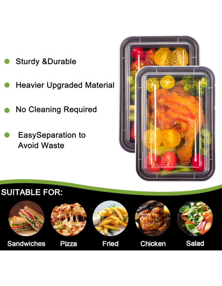 Contenedores de Comida Reutilizables Moretoes 30 Piezas 473ml Contenedores de Comida Reutilizables Moretoes 30 Piezas 473ml