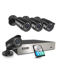 Sistema de Cámara de Seguridad ZOSI 8CH 1080P con 4 Cámaras y 1TB