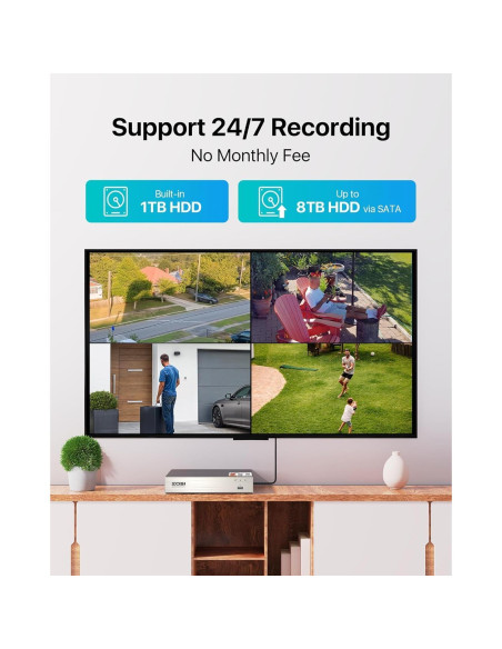Sistema de Cámara de Seguridad ZOSI 8CH 1080P con 4 Cámaras y 1TB