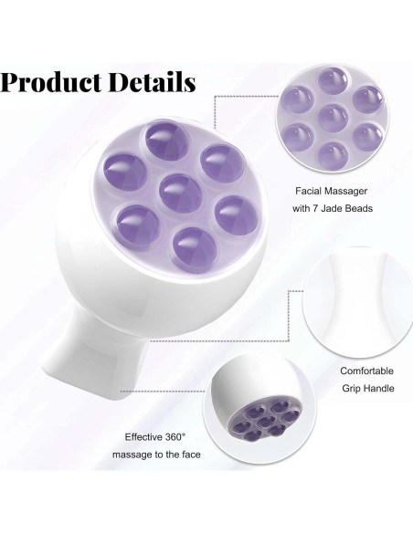 Rodillo Facial Tizee con 7 Perlas de Jade - Masajeador Compacto